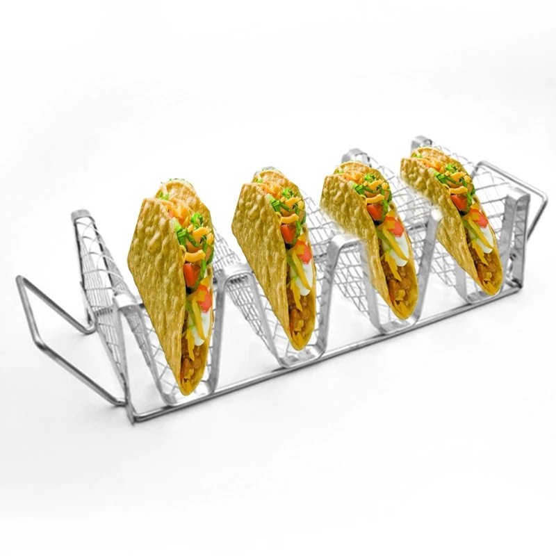  1 Adet Taco Standı Bulaşık makinesi ve Fırın Güvenli İstiflenebilir Tepsiler Raflar Mutfak Kullanımı için Görüntü 1