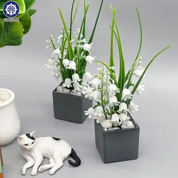 1:12 1:6 Evcilik Minyatür Saksı Yeşil Bitki Pot Simülasyon Bitkiler Vadi Zambağı Modeli Ev Dekor Çan Orkide