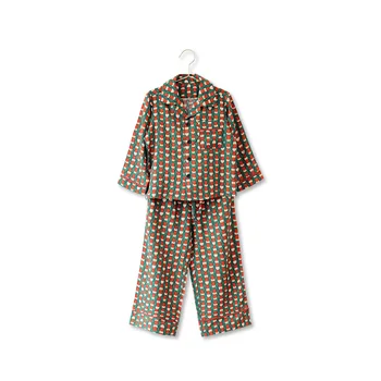 1-12 Yıl 2 adet sonbahar kış çocuk giyim kız vintage baskı pijama takım elbise pijama ev giyim rahat pamuklu elbise