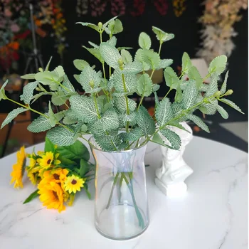 1 adet Nane yaprağı Yapay Bitkiler Okaliptüs Sahte Çiçek DIY Düğün Parti Ev Masa Süsleri Çiçek Düzenleme Dekorasyon