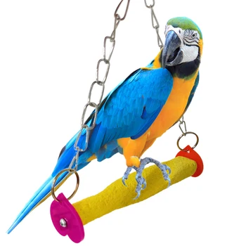 1 adet Papağan Asılı Salıncak Bite Dayanıklı Eğlenceli Kuş Çiğnemek Sopa Papağan Levrek Pet Eğitim Oyuncak Kuş Kafesi Aksesuarları Rastgele Renk