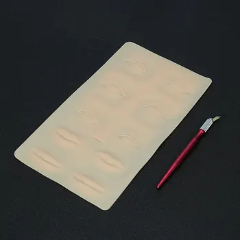 1 adet Silikon Dövme Uygulaması Cilt Acemi Microblading Kalıcı Makyaj PMU Kaynağı 3D Boş Kaş Dudak Tam Yüz Sahte Cilt