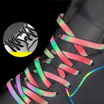 1 Çift 120/140/160cm Floresan Sneaker Shoestrings spor ayakkabı bağcığı Yansıtıcı Yassı Halat Ayakkabı Dantel Yansıtıcı Ayakabı 2022