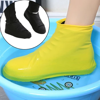 1 Çift Kullanımlık Silikon Ayakkabı Kapağı S / M / L Su Geçirmez yağmur ayakkabıları Kapakları Açık Kamp kaymaz Kauçuk yağmur botu Galoş