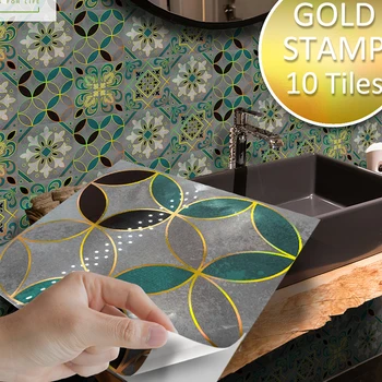 10 adet Akdeniz tarzı Retro Karo Banyo Mutfak mozaik Fas Arap duvar çıkartmaları Mutfak Backsplash Kendinden Yapışkanlı