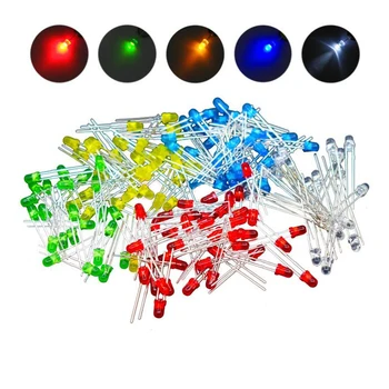 100 adet 3mm 5mm led ışık Beyaz Sarı Kırmızı Yeşil Mavi Çeşitli Kiti DIY Led Seti elektronik diy kiti