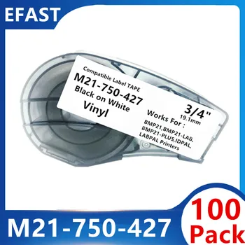 100PK Vinil etiketleme bandı Şerit Kartuş Siyah Beyaz M21-750-427 İçin Değiştirin BMP21 artı LABORATUVAR Yazıcı Datacom Kablo Etiketleme