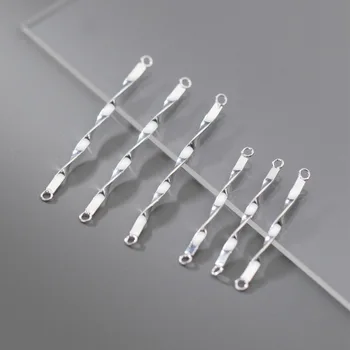 2 adet / grup 925 Ayar Gümüş Uzun Çubuk Bağlayıcı Charms 30 / 40mm Uzunluk Gümüş Küpe Dangle Kolye Bağlantı DIY Takı Yapmak