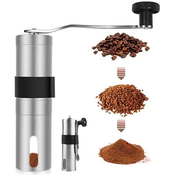 2 Boyutları Gümüş Kahve Değirmeni Mini Paslanmaz Çelik El Manuel El Yapımı Kahve Çekirdeği Çapak Değirmenleri Değirmen Mutfak Aracı Değirmenleri
