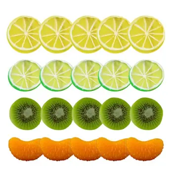 20 adet Yapay meyve dilimi Gerçekçi PVC Simülasyon Limon Dilimi Fotoğraf Prop Restoran Düğün Parti Ev Dekorasyon İçin
