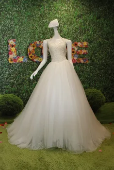 2015 Vestido de noiva Gerçek made kolsuz inciler balo dantel gelinlik D01