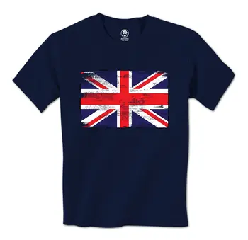2018 Sıcak Satış Moda Sıkıntılı Püskü İngiliz Union Jack Bayrağı İngıltere erkek tişört Tee Gömlek Özel Yetişkin Genç Unisex