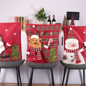 2020 Yeni noel sandalyesi Kapak Mutlu Noel Baba Kardan Adam Ren Geyiği Yemek Sandalyesi Slipcovers Ev Partisi Dekorasyon için
