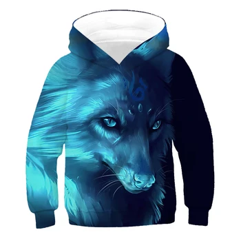 2021 Yeni Hoodies Erkek Kadın Çocuk Hayvan Kurt Tişörtü 3D Baskılı Kazak Streetwear Moda Erkek Kız çocuk ceketi