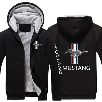 2022 Mustang Erkekler Özel Ceket Eğlence fermuarlı kapüşonlu kıyafet Kış Artı Kadife Kalınlaşmak Ceket