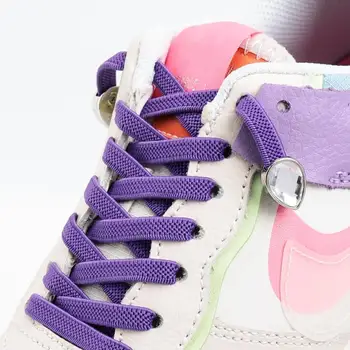 2022 Yeni Elmas Hiçbir Kravat Ayakabı Renkli rhinestone Ayakkabı bağcıkları bağları olmadan Elastik Danteller Sneakers Çocuklar Yetişkin Düz Ayakkabı Bağı