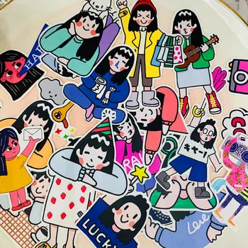 23 ADET Sevimli karikatür kız Scrapbooking çıkartmaları kitap Öğrenci çocuk oyuncakları Dizüstü etiket Dekoratif sticker kağıt Kırtasiye
