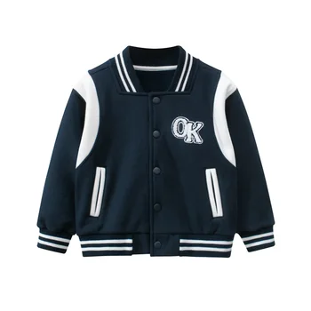 27 çocuk Ceketler Mont Kış Erkek Mektup Giyim Bebek Beyzbol Üniforma Cep Pamuk Rahat Düğmeler Giyim 2-9years
