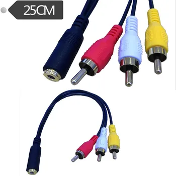 3.5 MMF 3RCA Ses VideoM Adaptör Kablosu 0.25 m Kablo Transferi 3RCA Erkek Tak AV Kablosu
