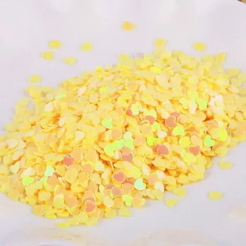 30g 3mm Kalp Pul tırnak Sanat Düz Gevşek Pul Glitter Paillettes Düğün Zanaat Çocuklar DIY Aksesuarları Sarı AB