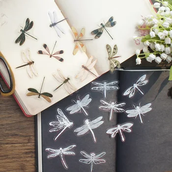 38 adet uçan yusufçuk Beyaz Kroki Tasarım şeffaf çıkartma Scrapbooking DIY Hediye ambalaj etiketi Hediye Dekorasyon Etiketi