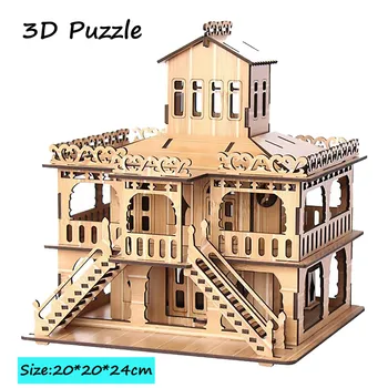 3D Ahşap Bulmaca Model Oyuncaklar Yapboz Ev DIY Oyuncaklar Lazer Kesim DIY El Yapımı Mekanik Çocuklar için