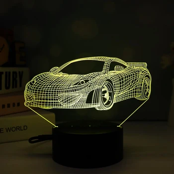 3D Araba Motosiklet Gece Lambası 7 Renk Değişiklikleri Dokunmatik LED Masa Gece Lambası Süslemeleri Oyuncaklar Çocuklar için Doğum Günü Tatil Hediye