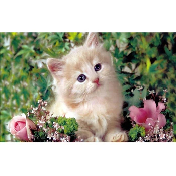 3D İğne kakma Elmas Nakış kedi diy Elmas Boyama Çapraz Dikiş 5d Düğün Dekorasyon Ev Dekor Çıkartmalar Çiçekler