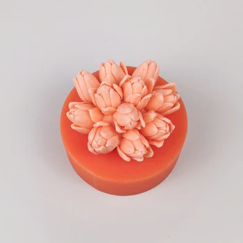 3D Lale Çiçek Kalıp Mum Çiçek Düğün Pastası Kek Kalıbı DIY El Yapımı Şeker Zanaat Dekorasyon Araçları