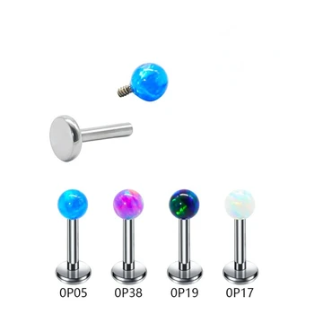 4 Adet / grup G23 Titanyum Opal Labret Piercing Dudak Küpe Damızlık Kıkırdak Tragus Küpe Helix Piercing göbek takısı 6mm 8mm 10mm