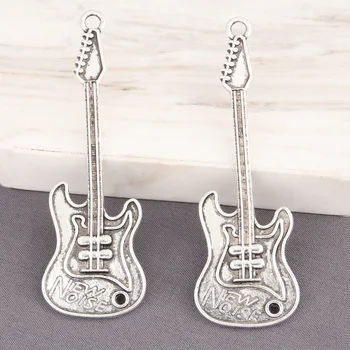 5 adet Gümüş Renk Elektro Gitar Takılar Yeni Ses Kolye DIY El Yapımı Takı Yapımı İçin Aksesuar 66x21mm