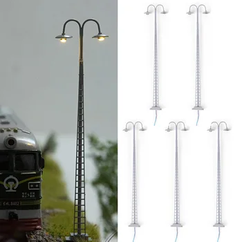 5 Adet Model Demiryolu HO Ölçekli Sıcak Beyaz Sokak Lambası Kafes Direk ışık düzeni Tren Modeli Dekorasyon Yapı Kum Masa Modeli