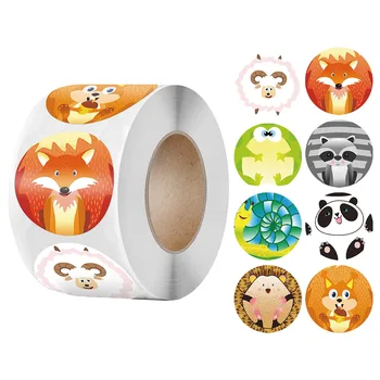 500 adet/rulo Hayvanlar Karikatür Çıkartmalar Çocuklar için Klasik Oyuncaklar Sticker 8 Tasarımlar Desen 1 