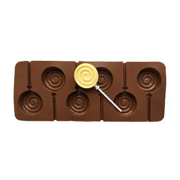 6-Cavity DIY Yuvarlak Spiral Girdap Şekli 3D Silikon Lolipop Kalıp Şeker Çikolata Sakızlı Fondan Kalıp Bakeware Pişirme Araçları Tepsi