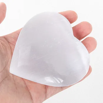 6 cm doğal kuvars kristal selenite kalp reiki şifa hediye severler için Damla nakliye