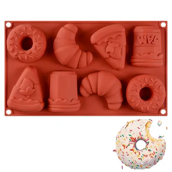 8-Cavity 3D Silikon Kek Kalıbı Şeker Çubuğu Çörek Fondan Kalıpları DIY Sabun Formu çikolatalı kek Dekorasyon Araçları