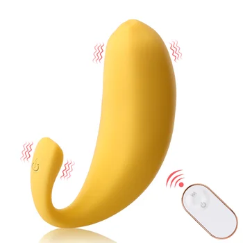 9 Hız Titreşimli Yumurta Yapay Penis Vibratör Muz Şekli Vajina Klitoris Stimülatörü G Noktası Kablosuz Uzaktan Kumanda Seks Oyuncakları Kadınlar için