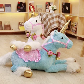 90 cm Dev Boyutu Jumbo Binilebilir Unicorn Peluş Oyuncaklar Dev At Yumuşak Bebek Ev Dekor Çocuk Fotoğraf Sahne Üç Renk Mevcut
