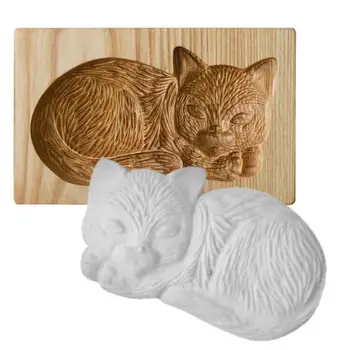 Ahşap Çerez Bisküvi Kalıp 3D Kedi Şekilli Oyma Zanaat kurabiye kesici Mutfak Ve Aile Toplantıları İçin Uygun Kediler