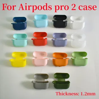 Airpods için pro 2 silikon kılıf Airpods için pro düz renk yapışık kapak Airpods İçin pro 2nd Anti-damla ve toz geçirmez kılıflar
