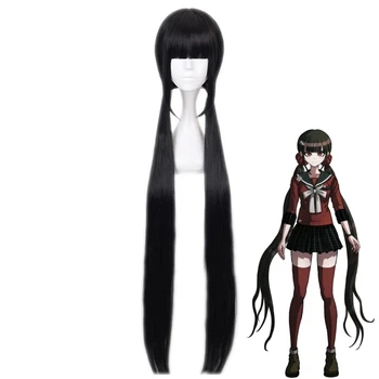 Anime Danganronpa V3: öldürme Harmony Harukawa Maki siyah uzun düz Cosplay peruk ısıya dayanıklı saç parti + ücretsiz peruk kap