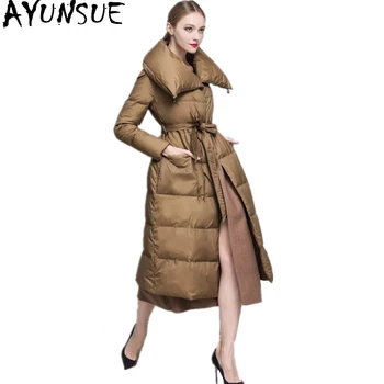 AYUNSUE 2020 Avrupa Marka kadın Aşağı ceket Yün Karışımı Astar Uzun Kalınlaşmak Kış Ceket Kadınlar Beyaz Ördek Aşağı Ceketler Y-1612C