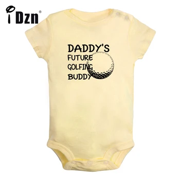 Babasının Küçük Caddy Gelecek Golf Buddy Sevimli Bebek Bodysuit Komik Baskılı Giyim Bebek Erkek Tulum Bebek Kız Kısa Tulum