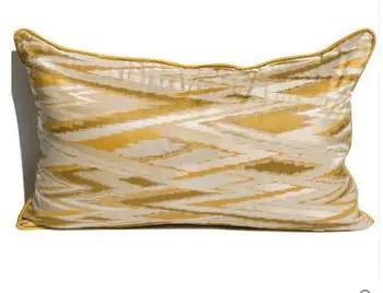 Basit ve modern Çin bel yastık kılıfı sarı çizgili kanepe yastık kılıfı ofis minder örtüsü