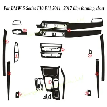 BMW 5 Serisi için F10 F11 2011-18 Araba-Styling 3D / 5D Karbon Fiber Araba İç Merkezi Konsol Renk değişim kalıp Sticker Çıkartmaları