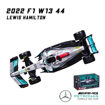 Burago 1: 43 2022 Mercedes Benz W13 # 44 Lewis Hamilton Alaşım F1 araba modeli simülasyon dekorasyon koleksiyonu hediye oyuncak