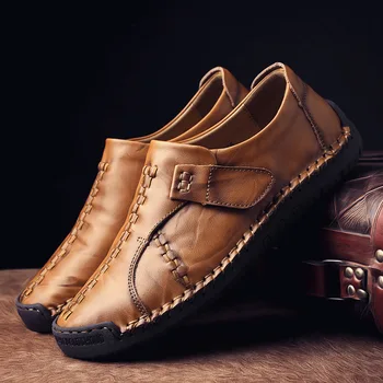Büyük Boy - 2021 Yeni erkek deri ayakkabı Lüks Marka Tasarımcısı Loafer'lar Üzerinde Kayma İnek Deri Rahat sürüş ayakkabısı Büyük Boy