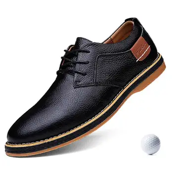 Büyük Boy Hakiki Deri golf ayakkabıları Moda erkek Açık Golf Egzersiz Ayakkabı Deri Erkek günlük ayakkabı