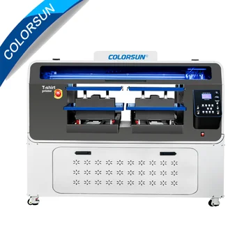 Colorsun DTG Yazıcı ile Çift 4720 kafaları Yeni tasarım Otomatik A3+ T-Shirt dijital yazıcı İle Çift çalışma istasyonu