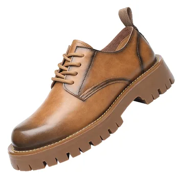 Deri erkek ayakkabıları İngiliz Kalın Taban iş ayakkabısı Nefes deri ayakkabı Erkekler Sapato Resmi Masculino Chaussures Zapatos Hombre